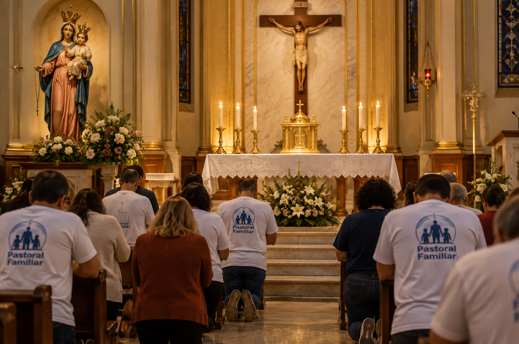 Oração da Pastoral Familiar diante do altar